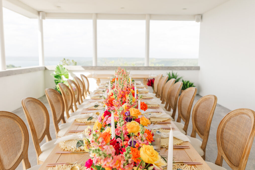 Tropical destination wedding tablescape